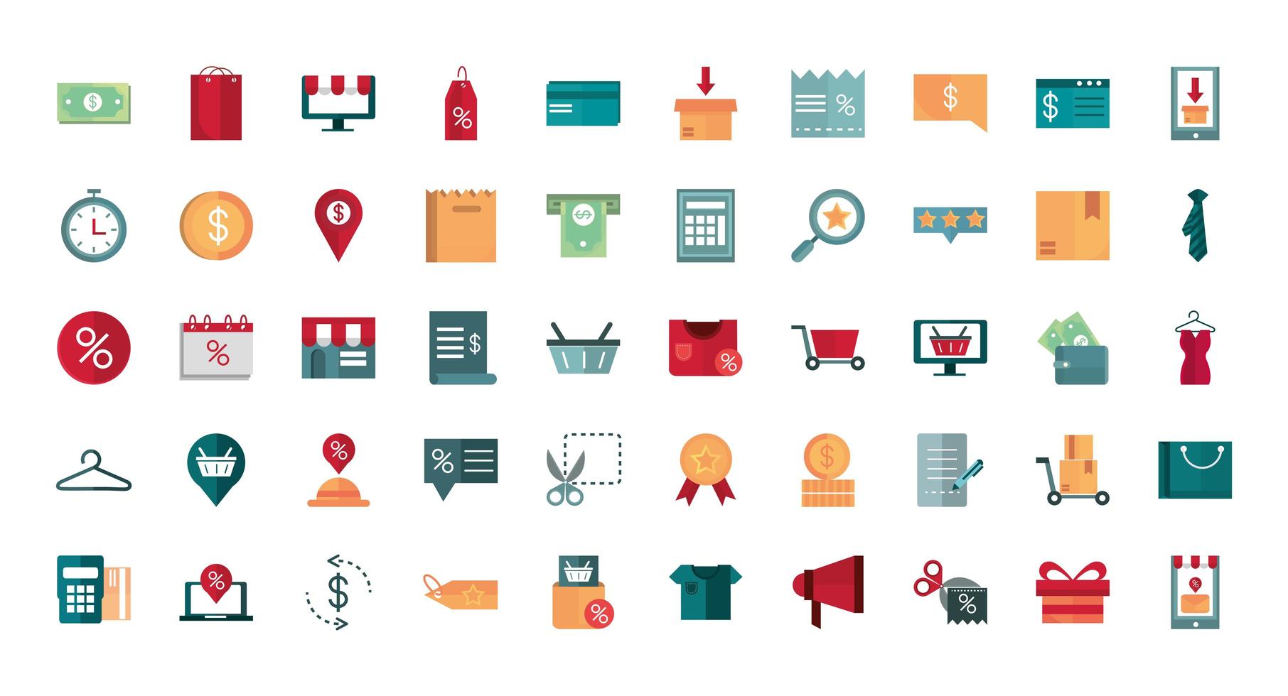 conjunto de iconos de comercio y negocios vector