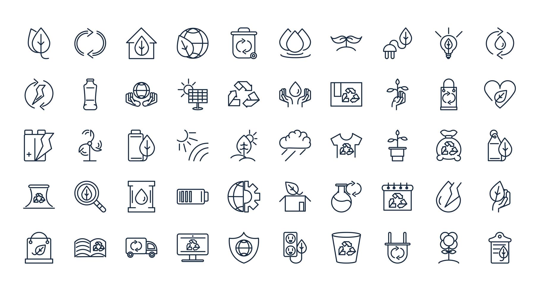 Ecology and sustainability line icon set  vector