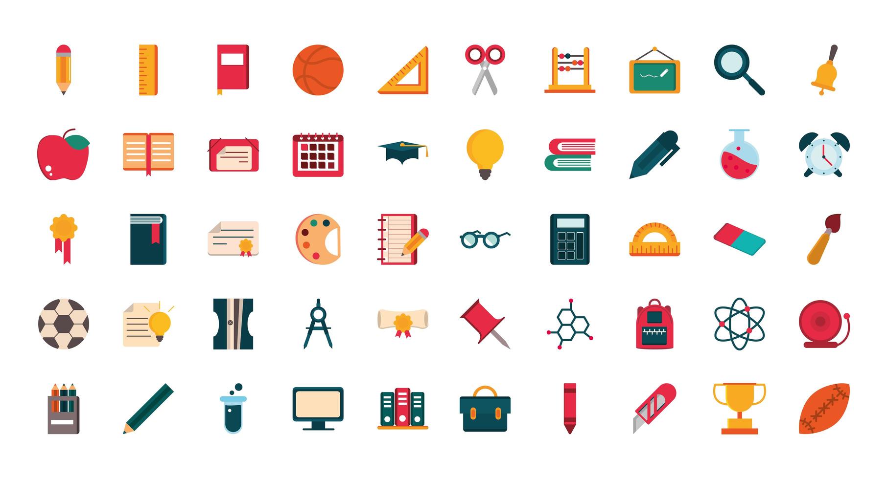 conjunto de iconos de escuela y educación vector