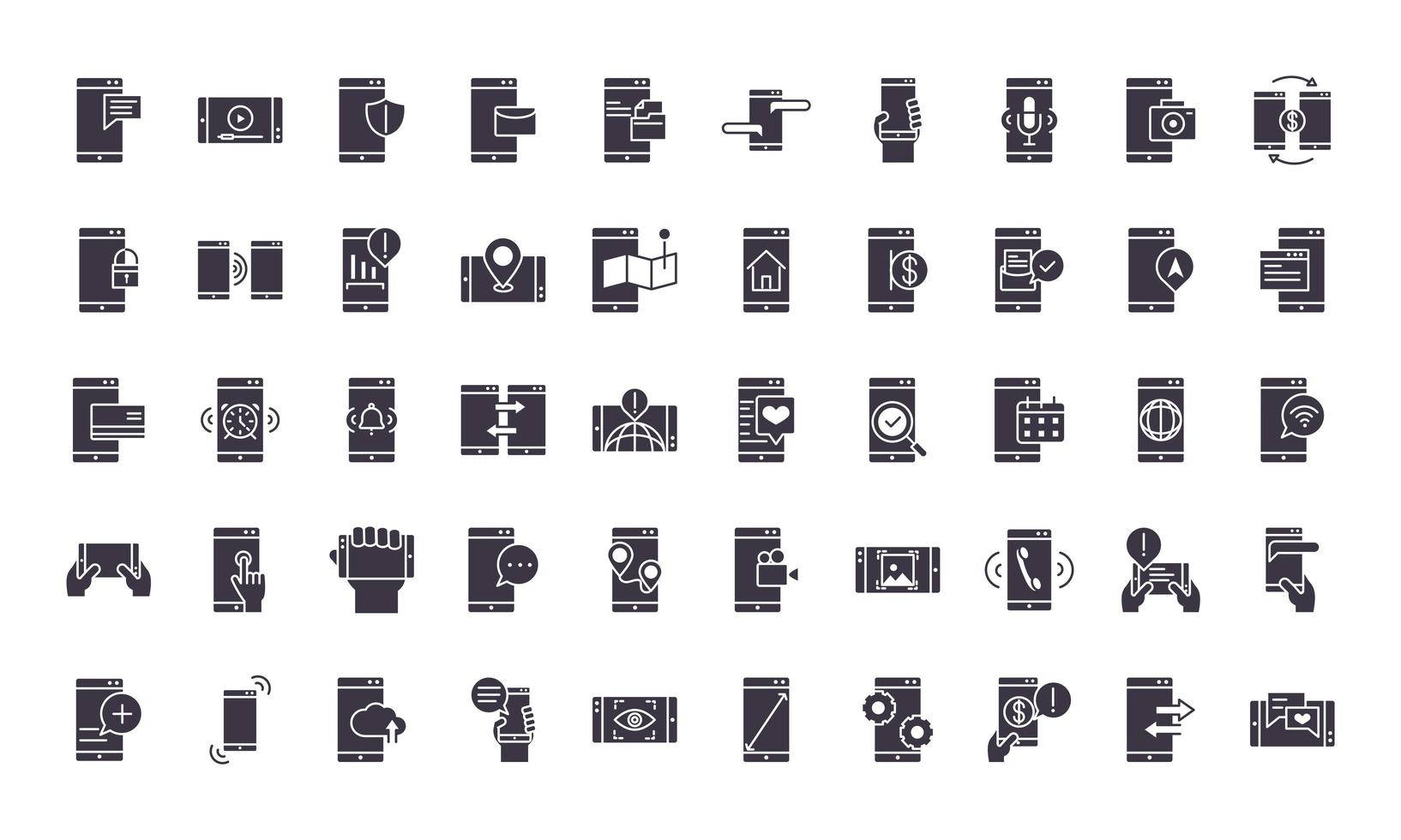 Electronic black silhouette icons set vector