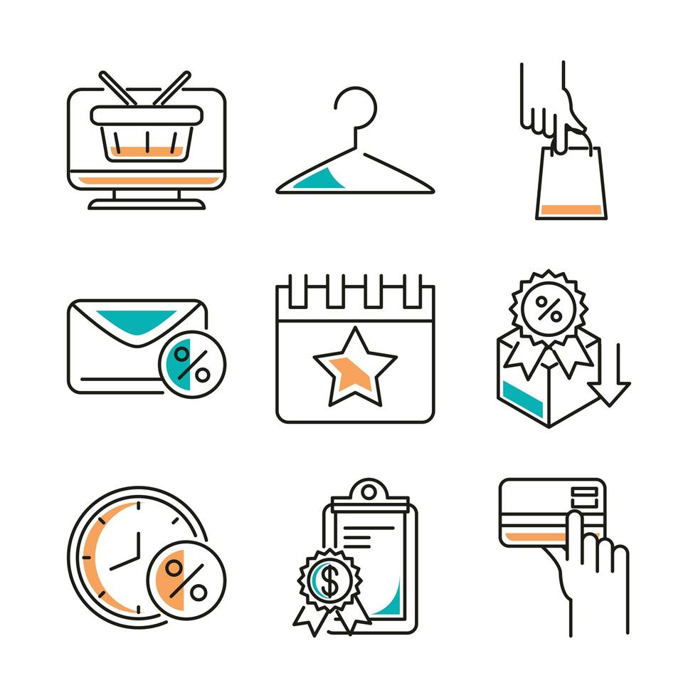 Local business line-art icon set vector