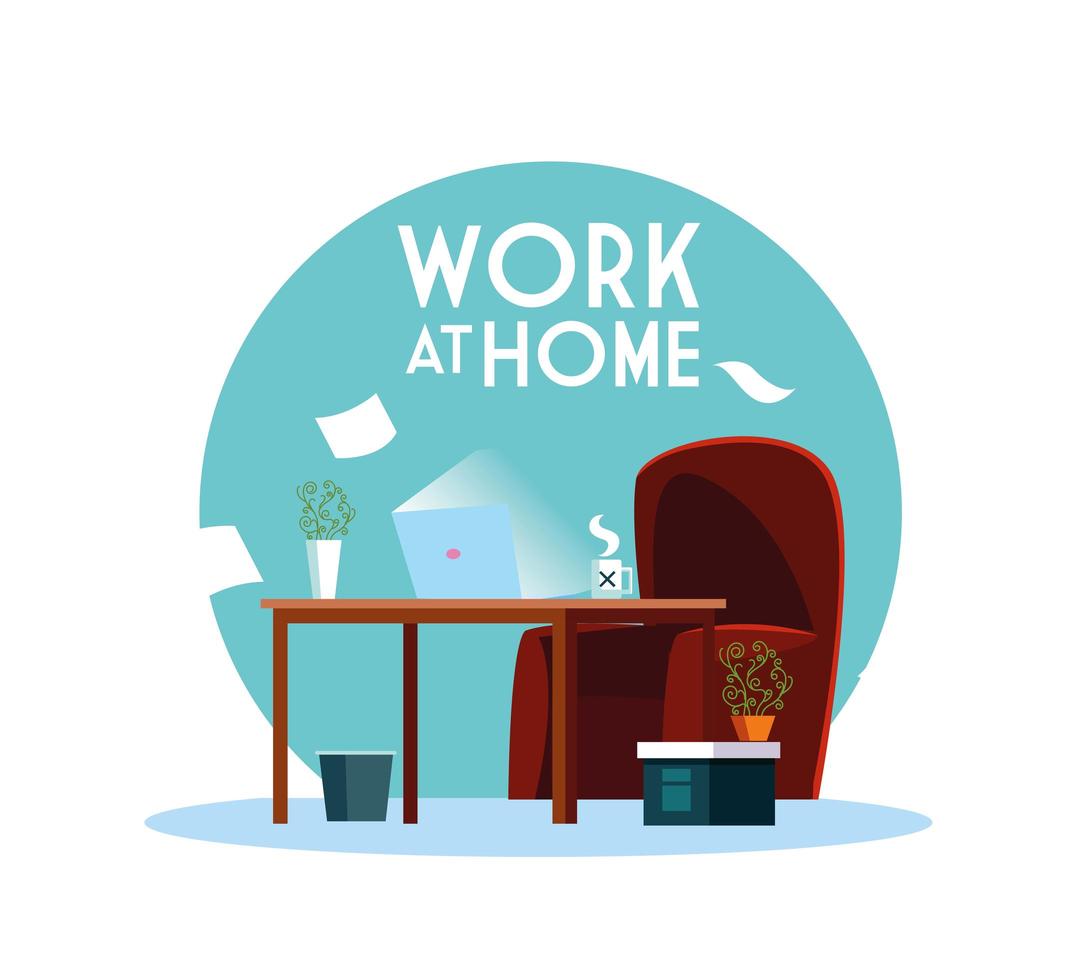 Lettering work at home in a workspace vector