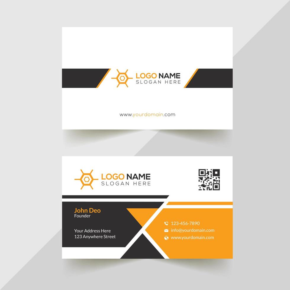 Creative Business Card in Yellow, Black and White Angles vector