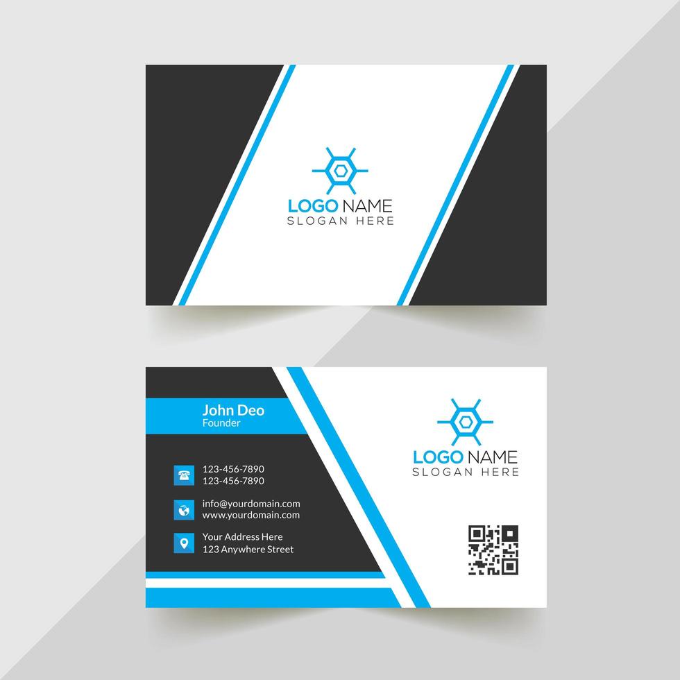 Corporate Business Card with Blue, Gray and White Angle vector