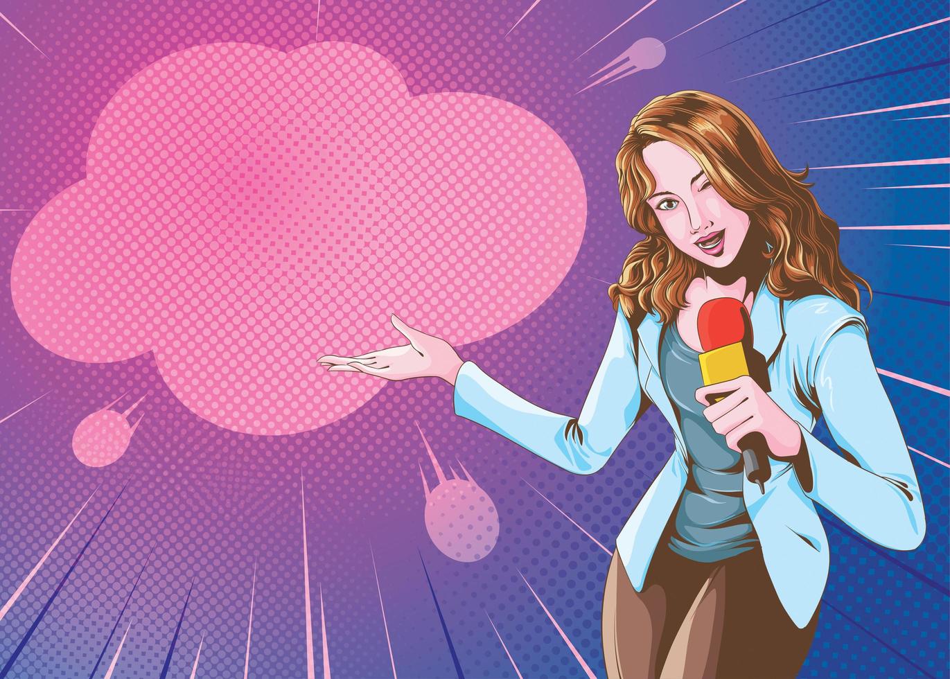 Female reporter comic art vector