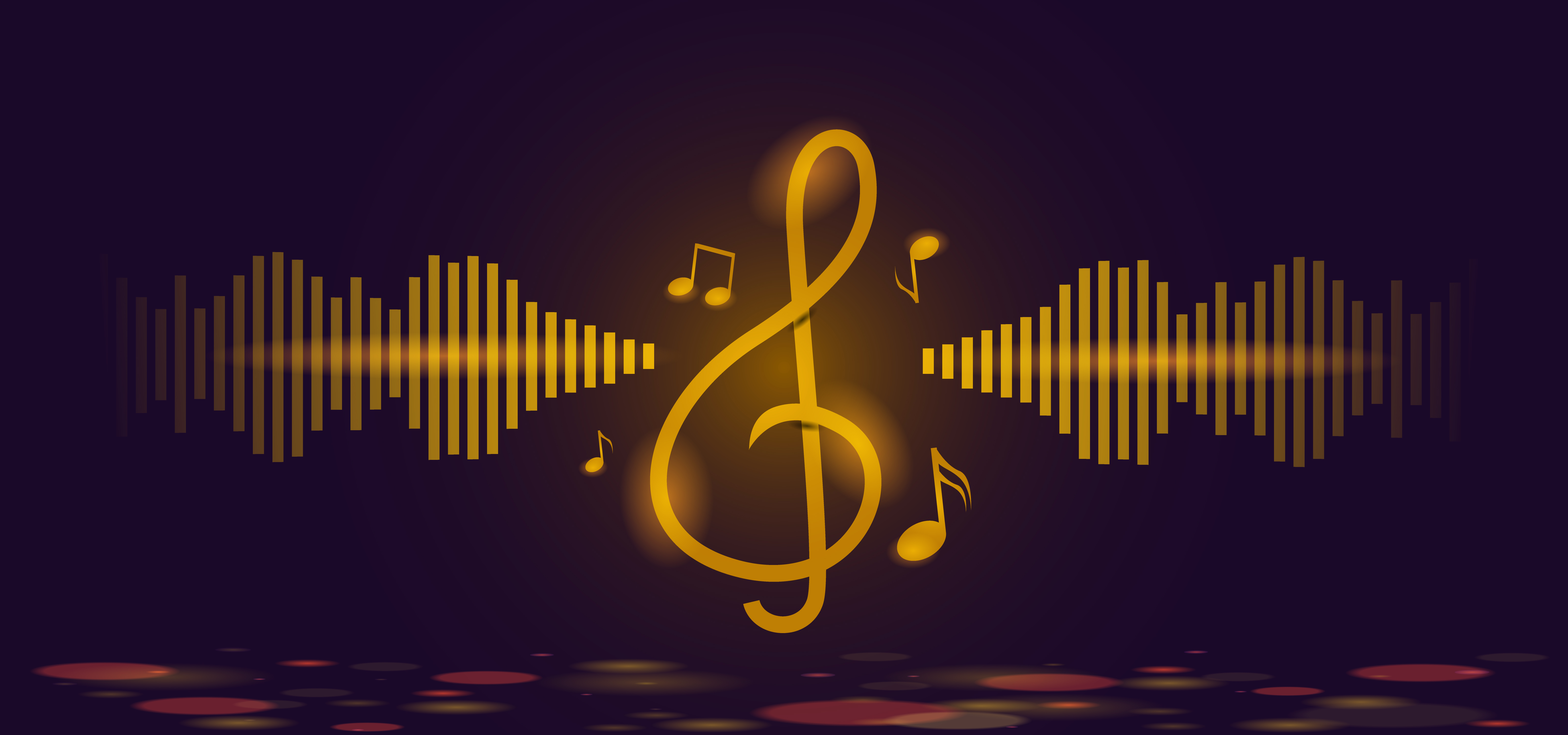 Golden Music Notes And Treble Clef Background Template 1237739 Vector