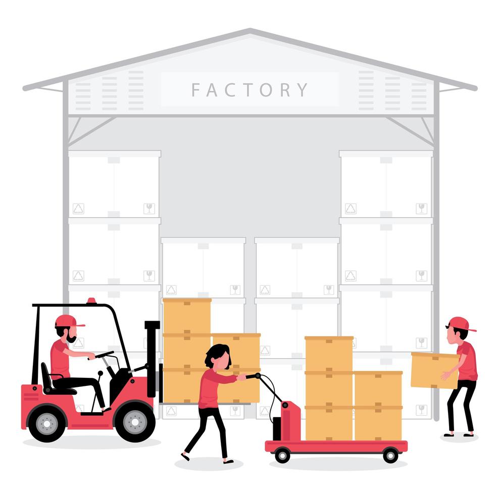 People working in a factory warehouse 1237789 Vector Art at Vecteezy