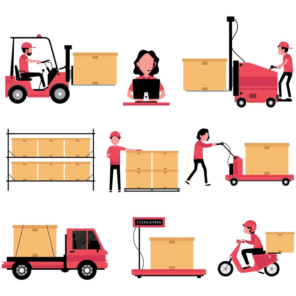 Logistics process icon set vector