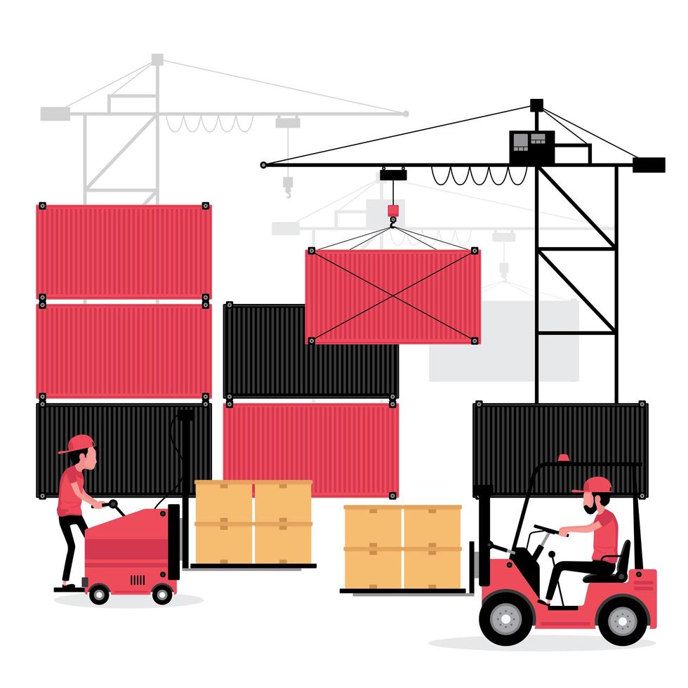 Ship intermodal containers logistics process vector