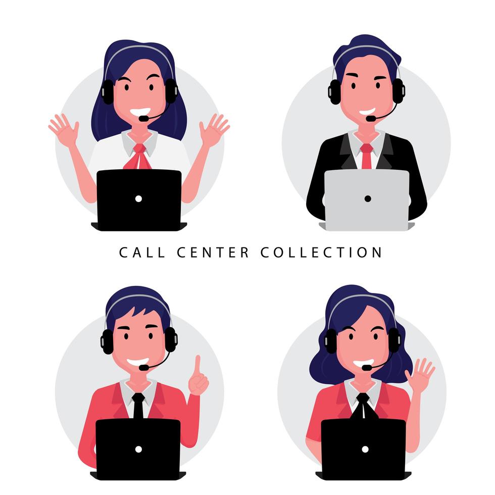 Collection of call center and customer service staff vector