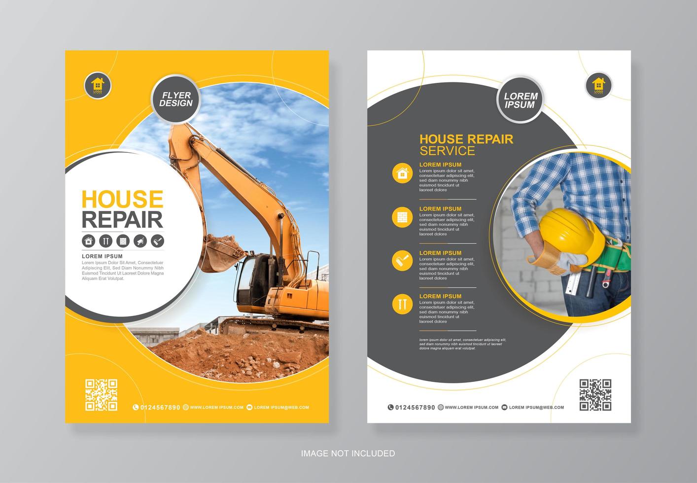 Corporate construction tools flyer design for printing vector