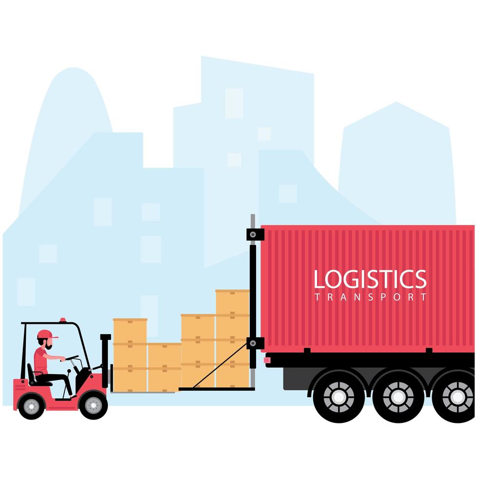 Logistics and delivery transportation process vector