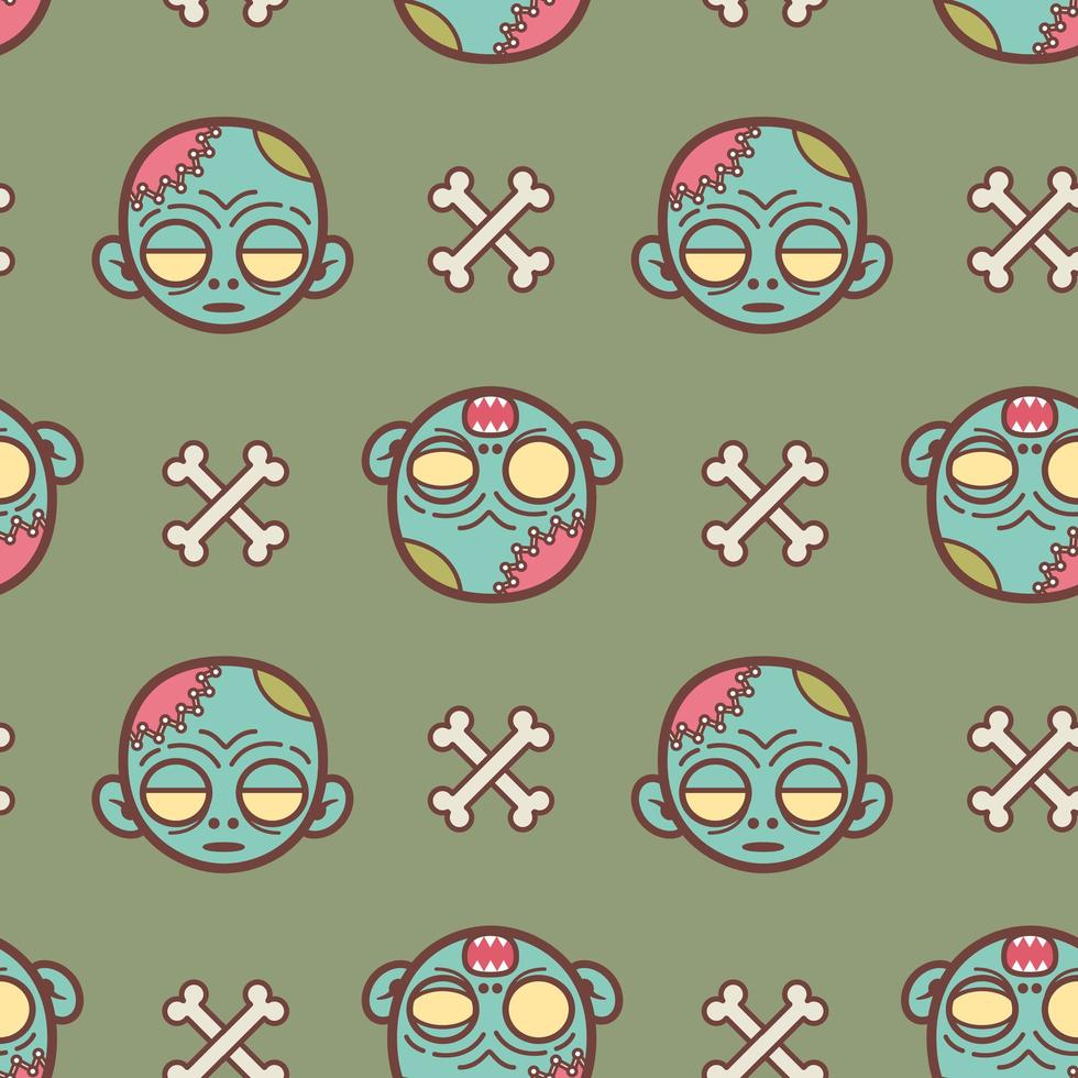 Zombie face cartoon seamless pattern vector