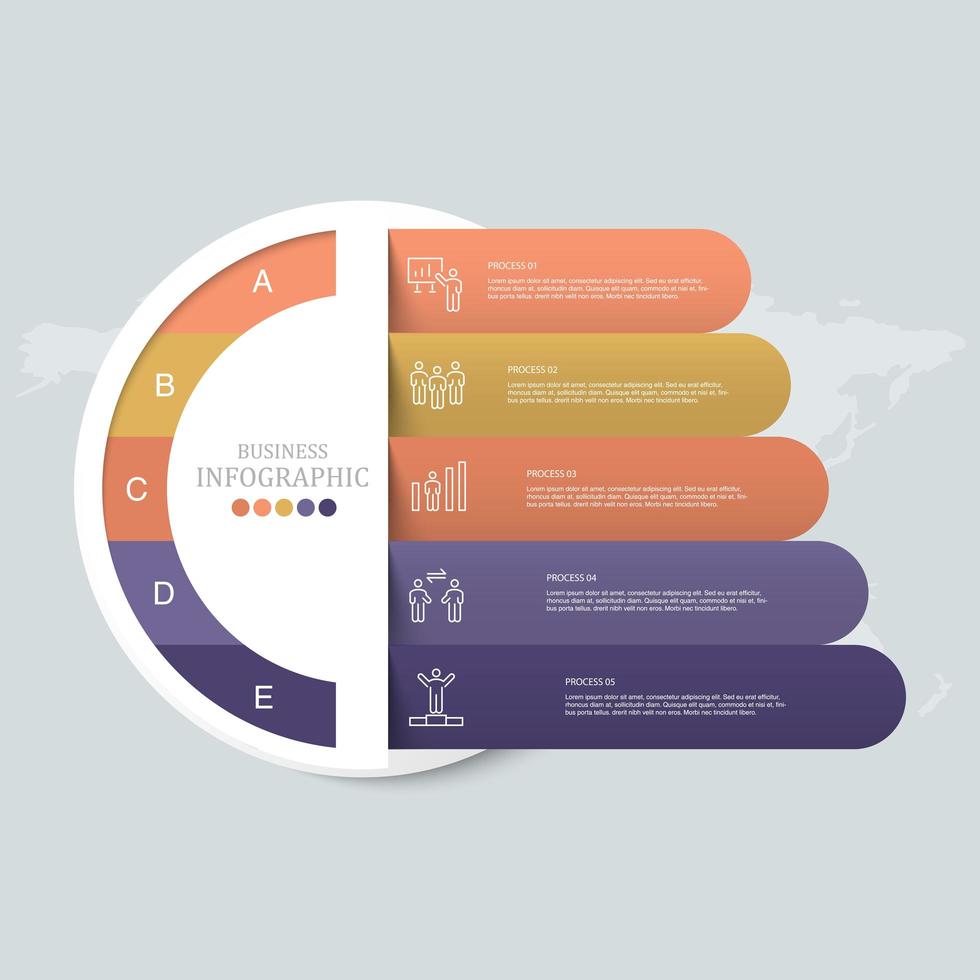 etiqueta redondeada en círculo infografía de 5 pasos vector