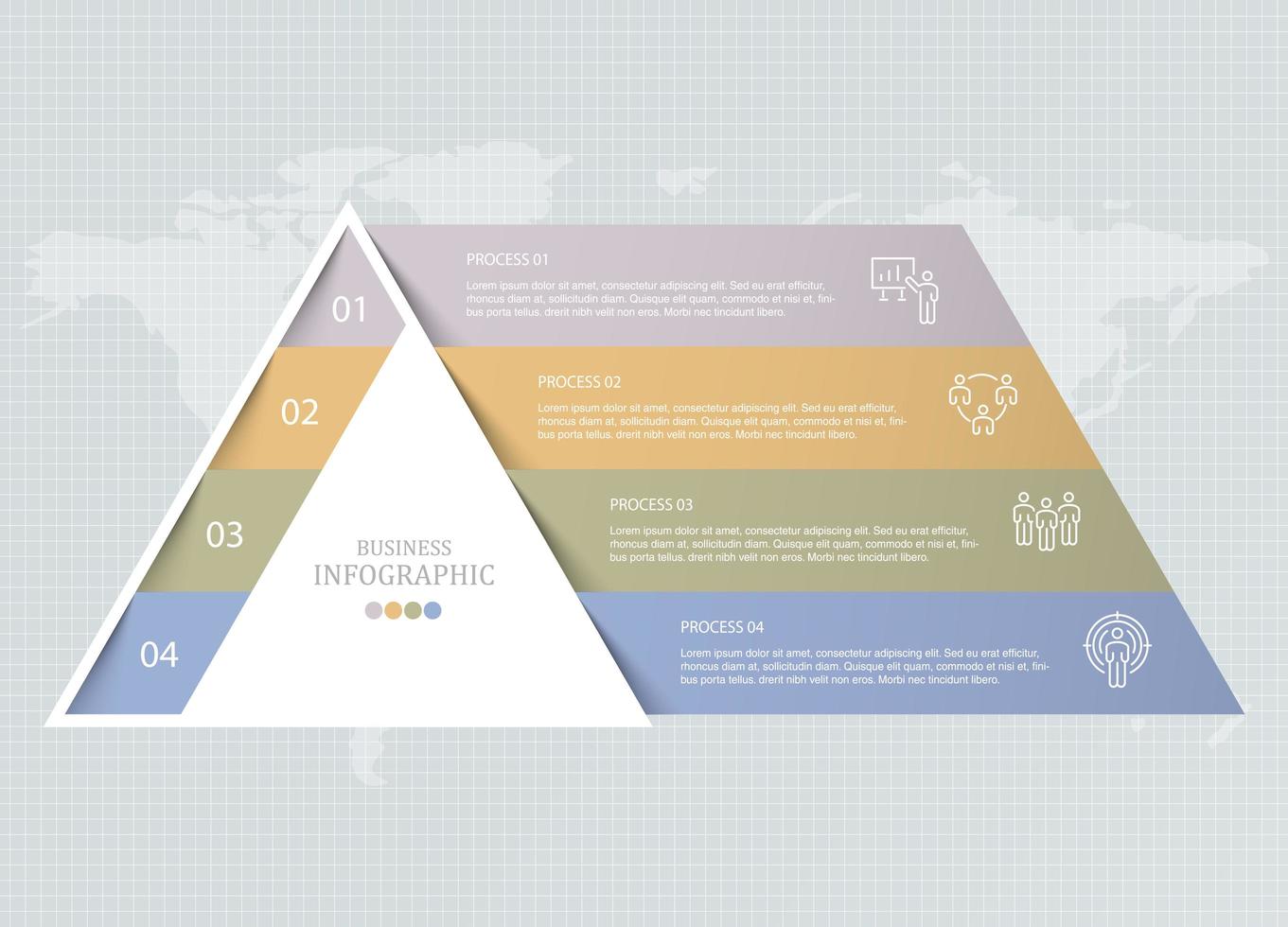 infografía triangular e iconos de usuario para empresas vector