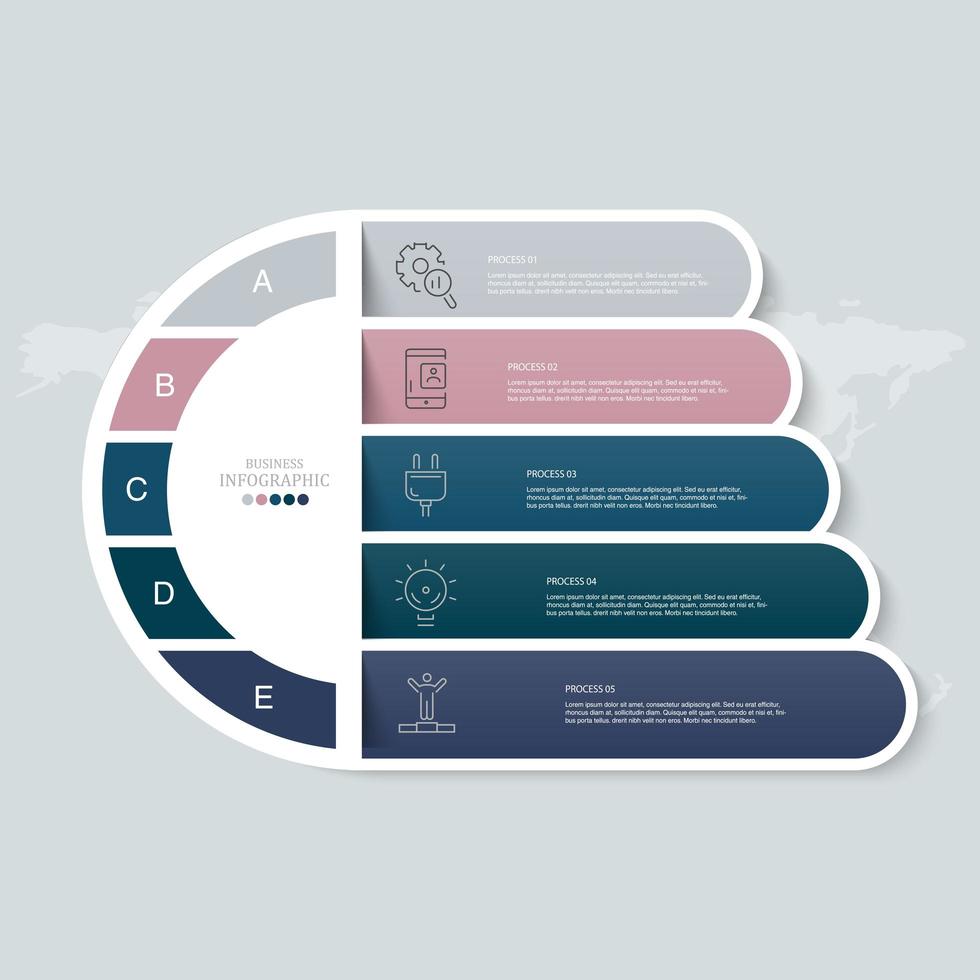 semicírculo y etiquetas redondeadas ae infografía para empresas vector