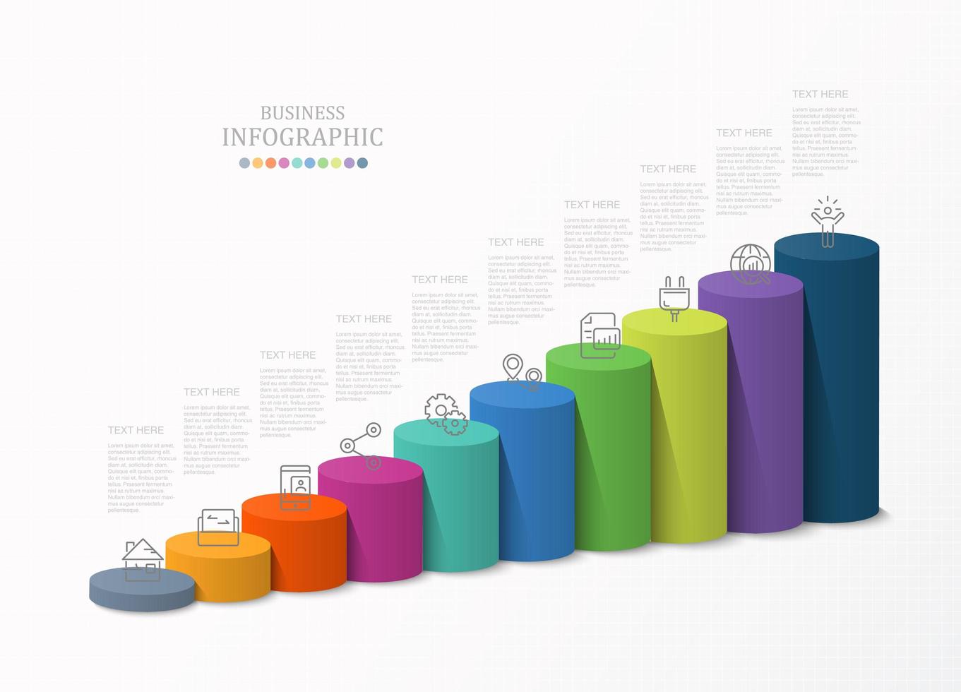 Bar graph 3D cylinder infographic template vector