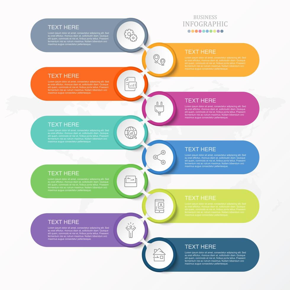 Infografía de 10 pasos con formas de cápsulas. vector