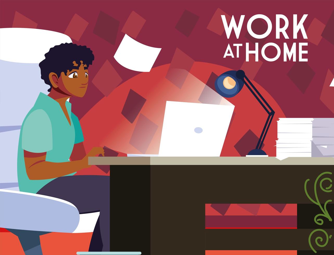 Male freelancer working from his home vector