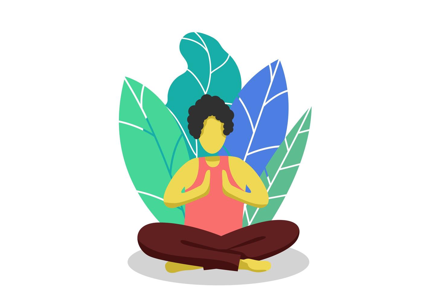 Young relaxed and focused man doing yoga vector