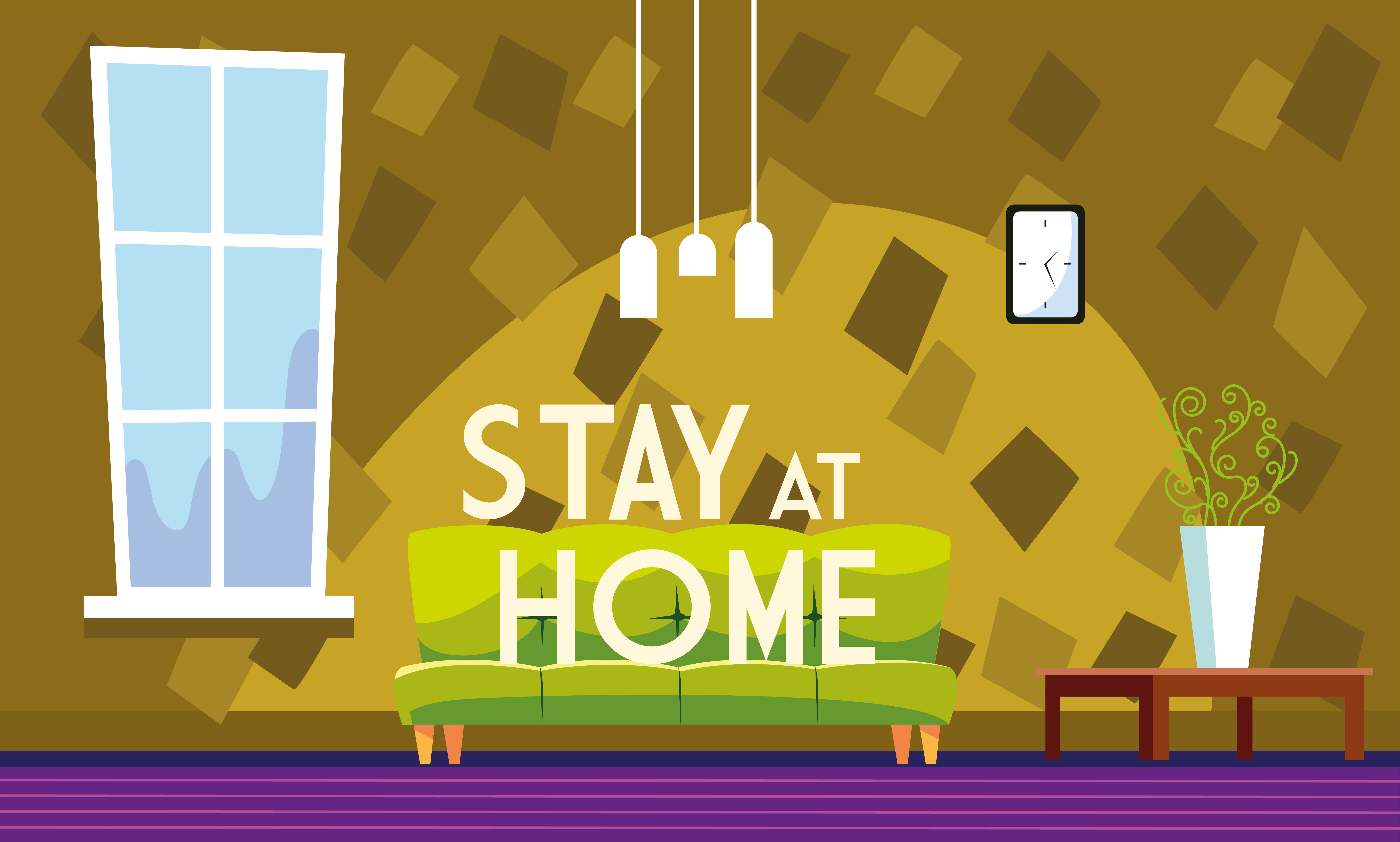 Download Stay at home text and living room without people ...