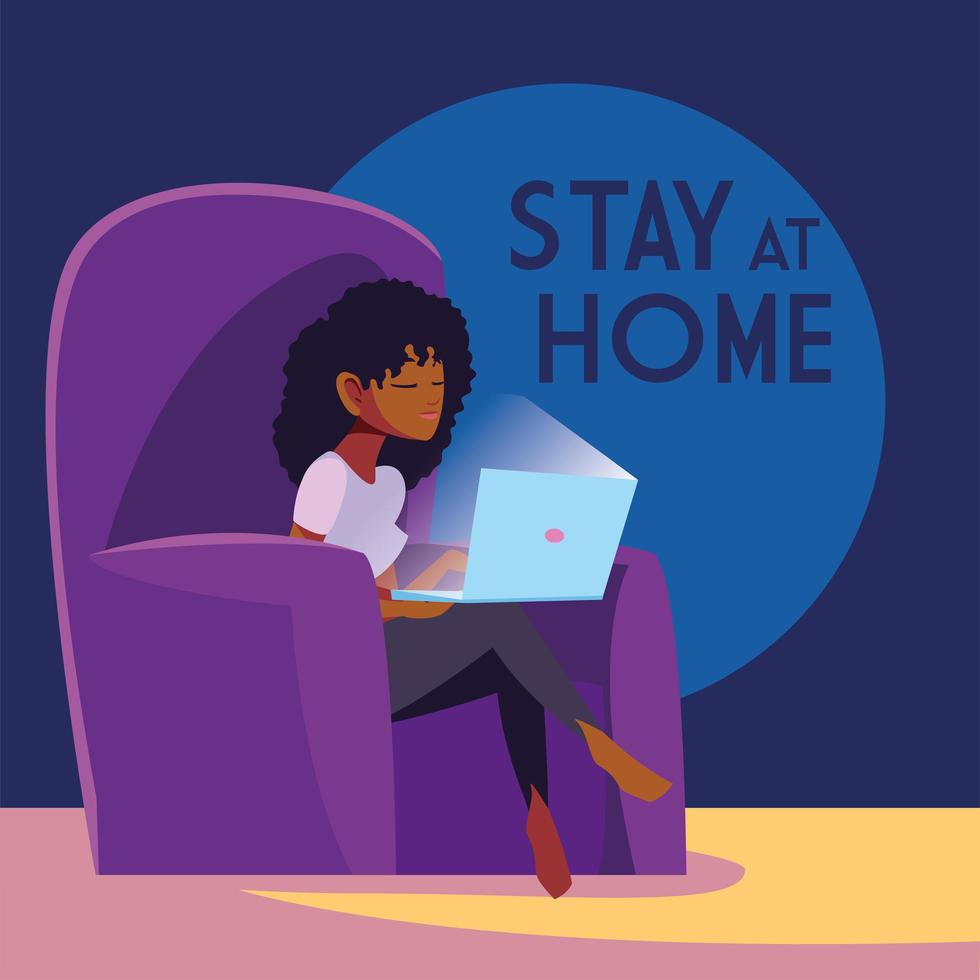 Woman in chair connecting on laptop vector
