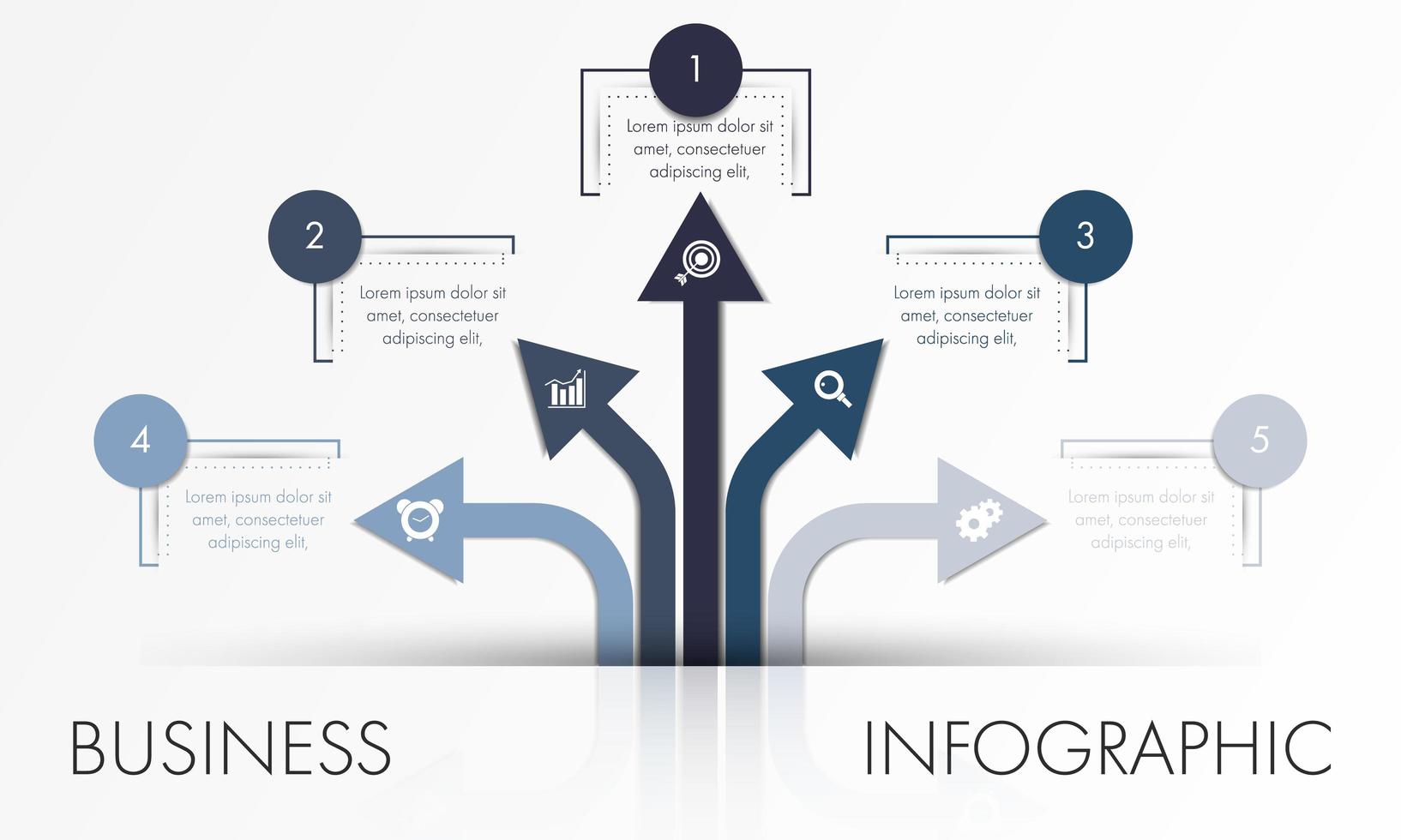 Plantilla de infografía empresarial de flecha azul y gris vector