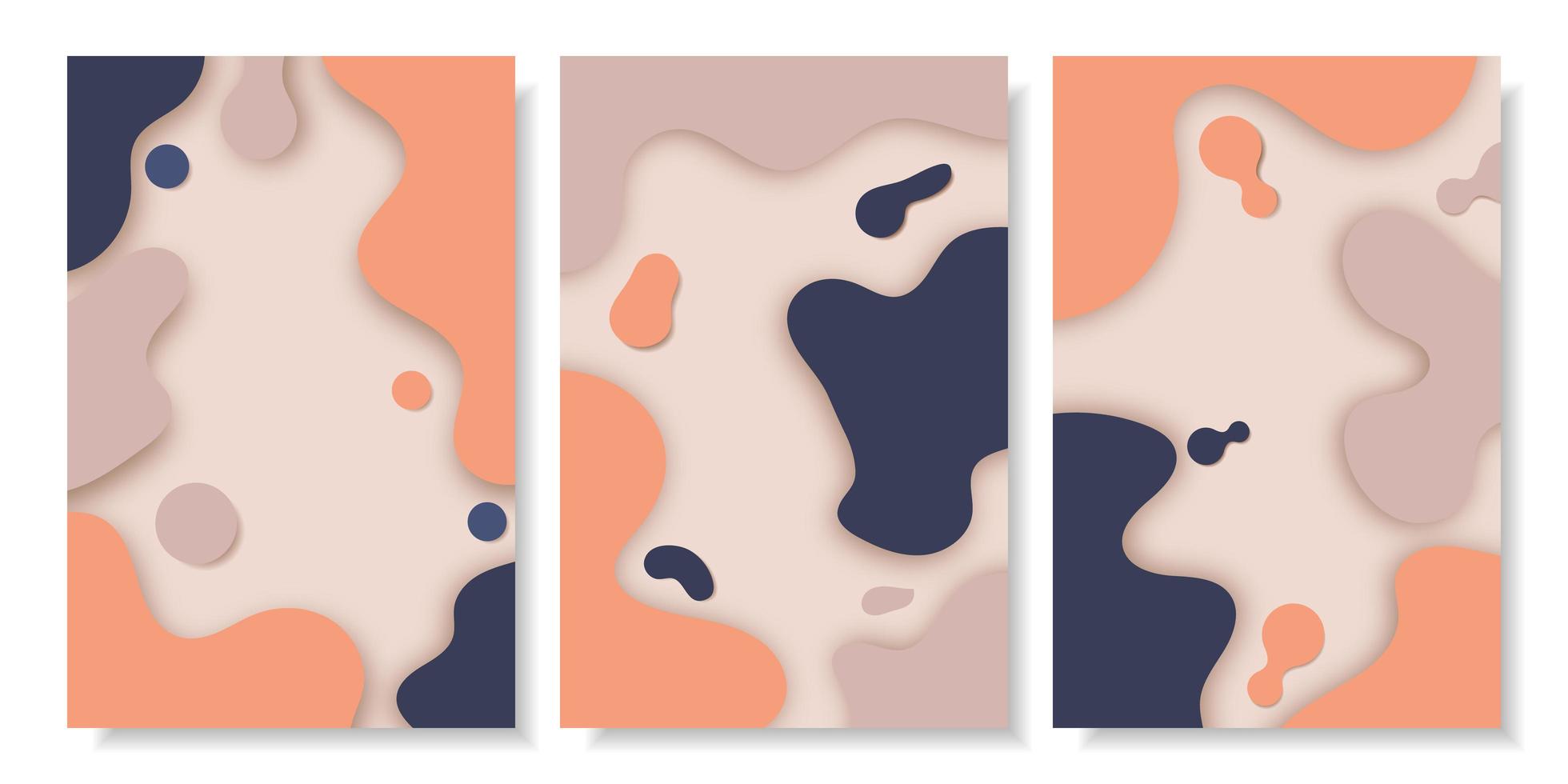 Abstract fluid shape with shadows cover set vector