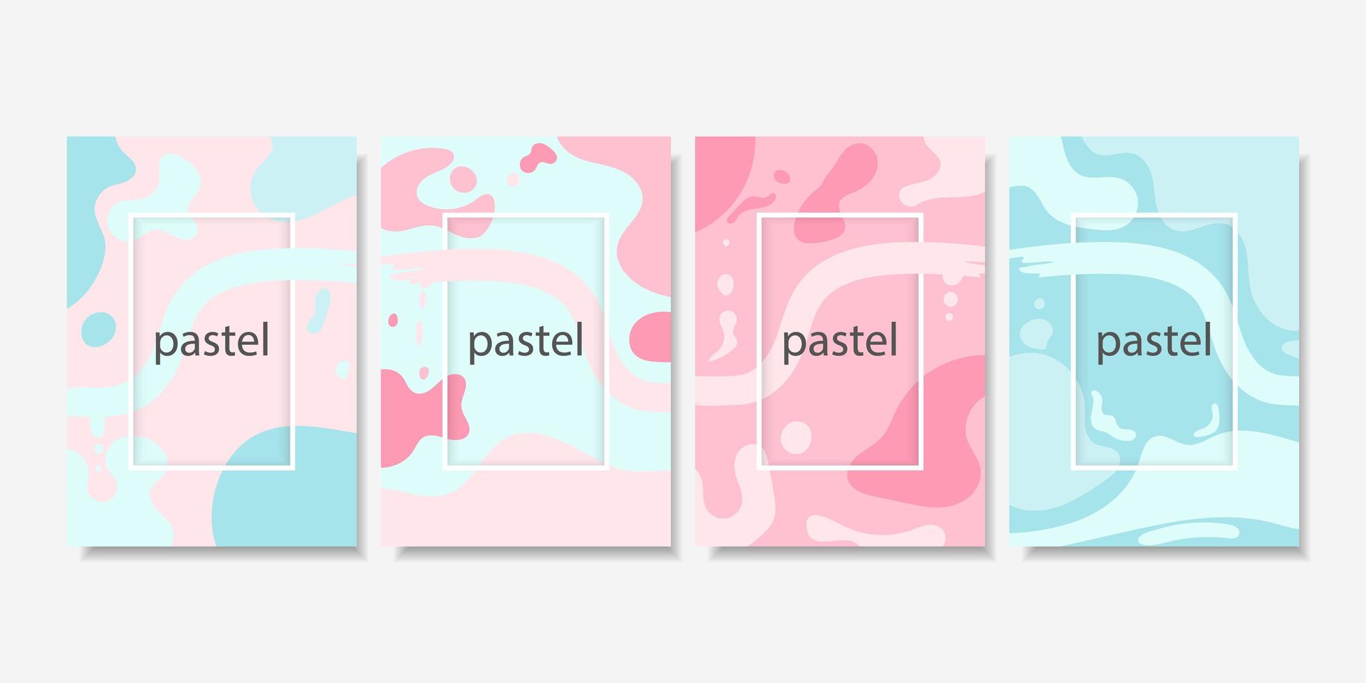 Abstract flowing shape pastel color card collection vector