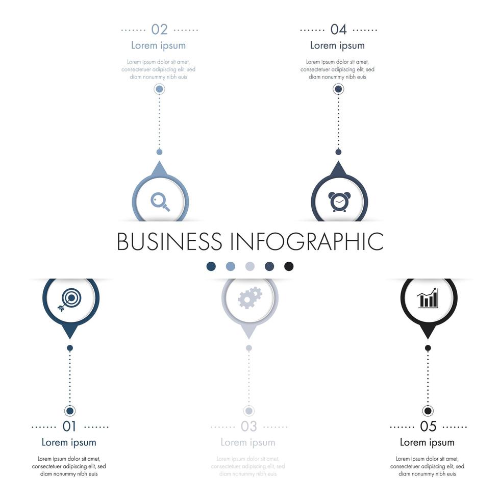 5 steps infographic with circles with arrows vector