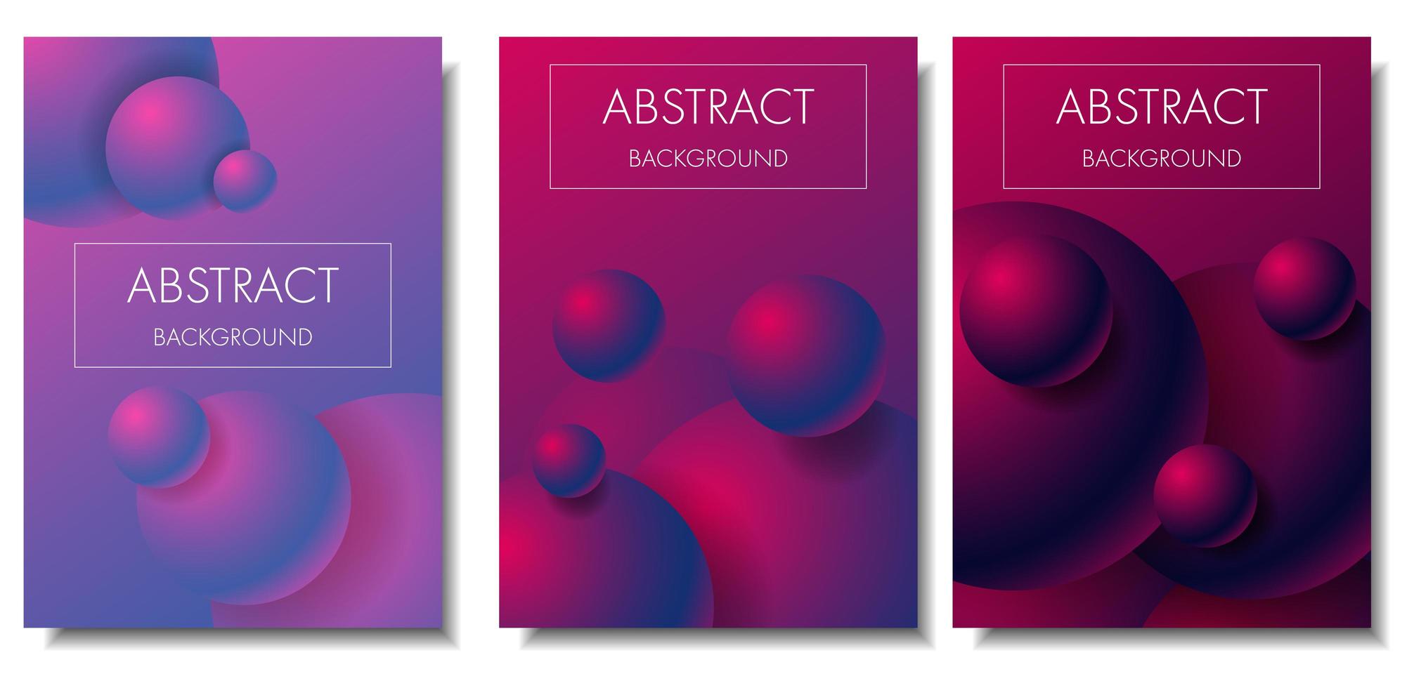 3d gradient colorful spheres card set vector