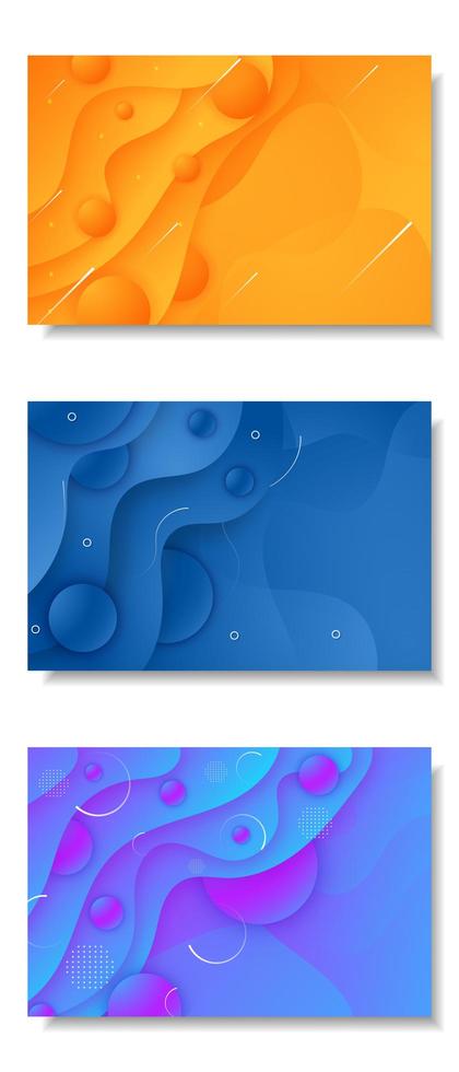 Colorful gradient wavy layers and spheres cars set vector