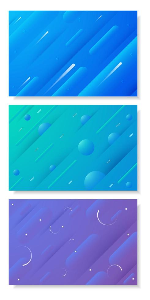 Dynamic abstract geometric shape poster set vector