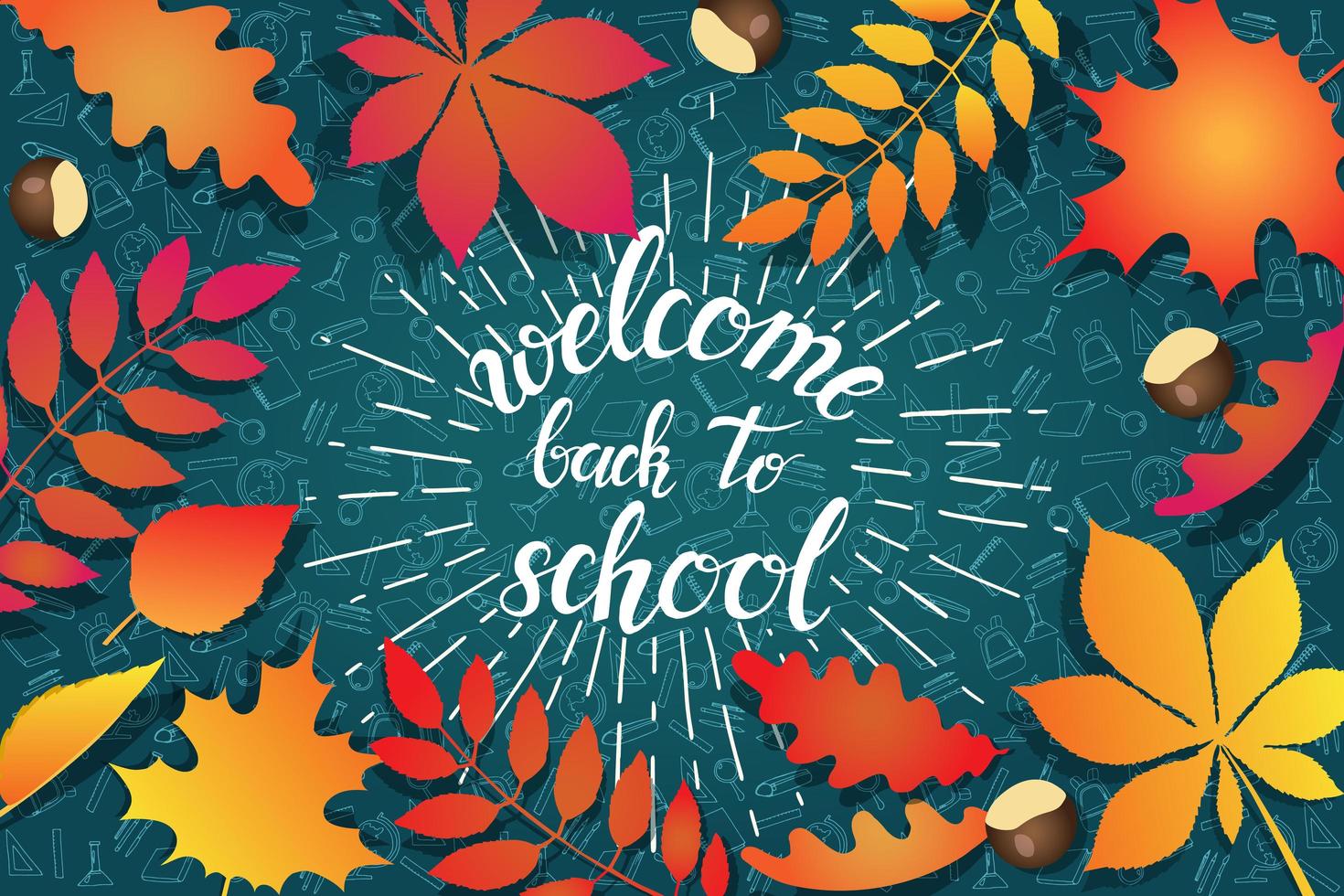 back to school autumn leaves and doodles 1238010 Vector Art at