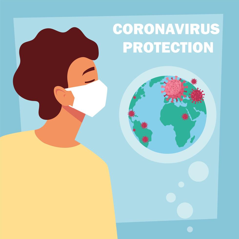 Young man with surgical mask vector