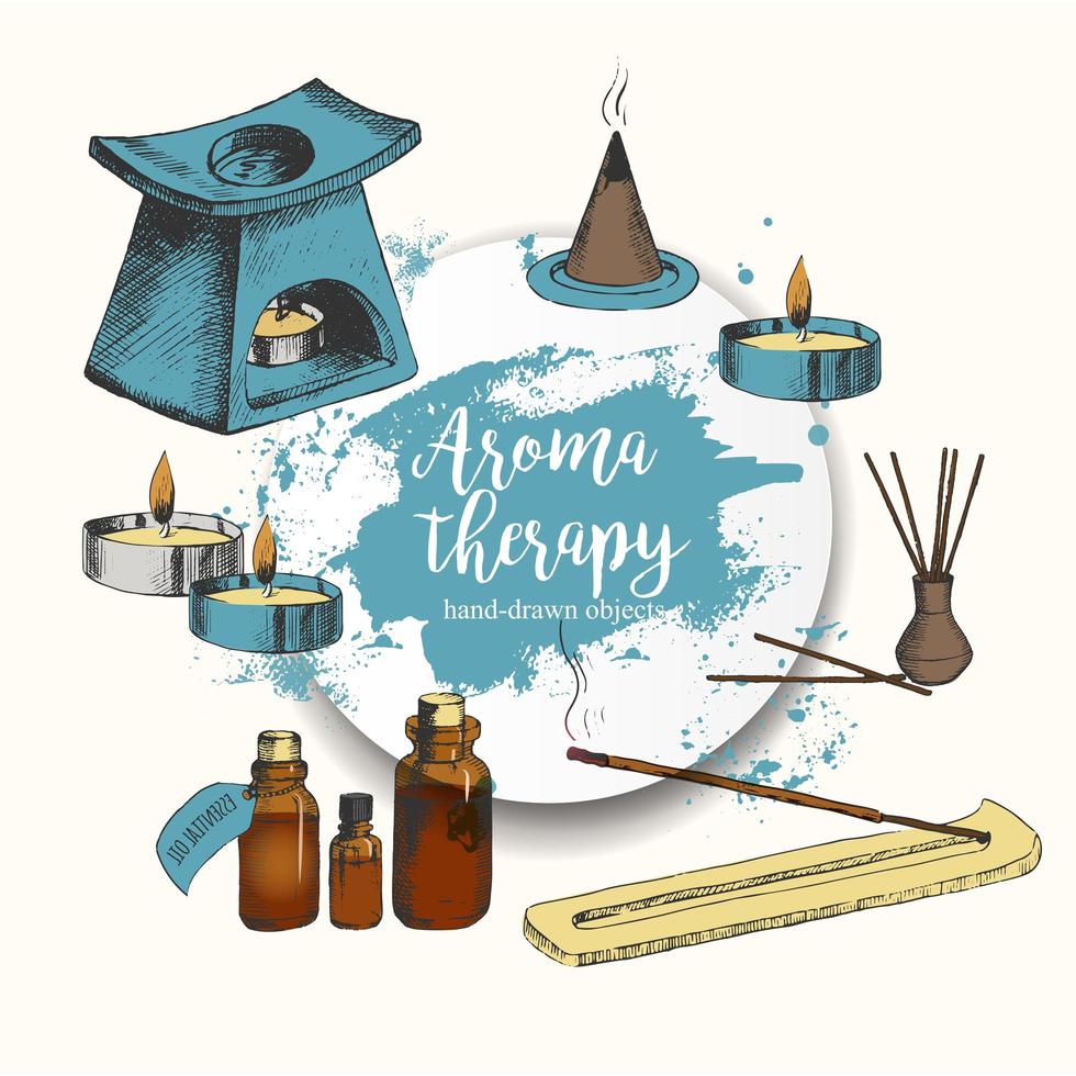 Vintage aromatherapy set vector