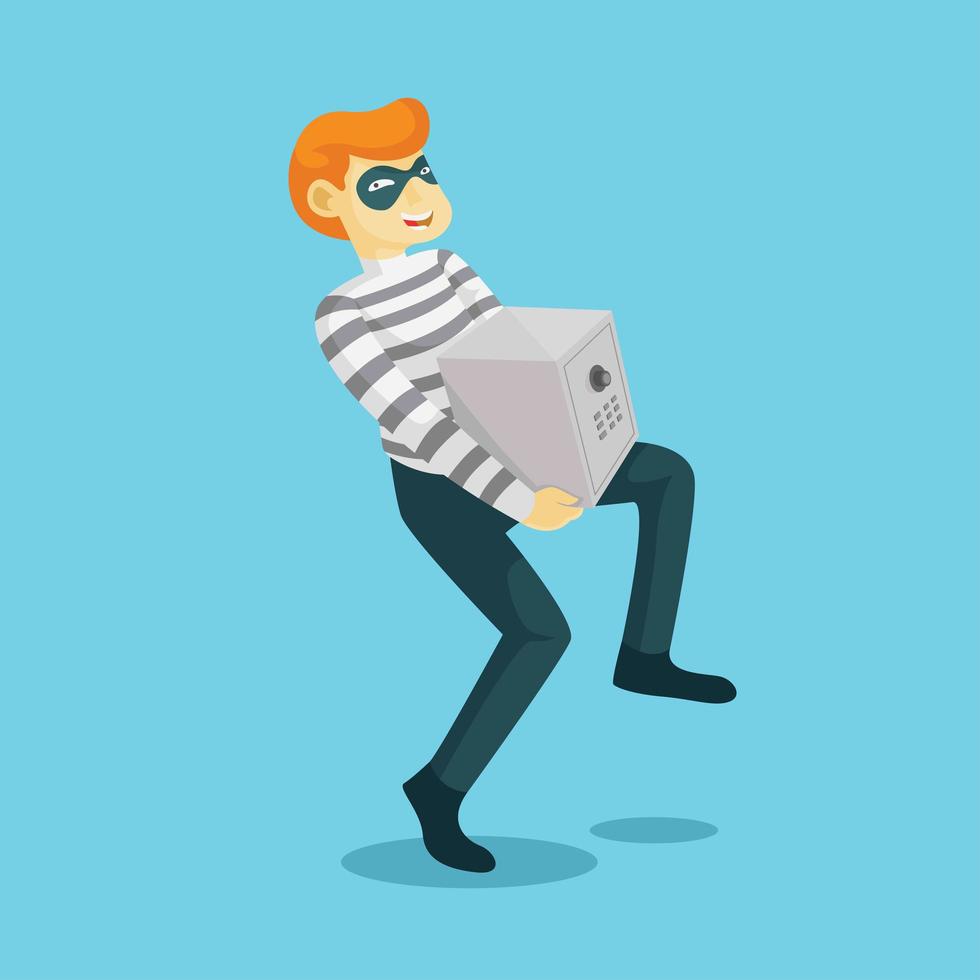 Running thief steals safe deposit box vector