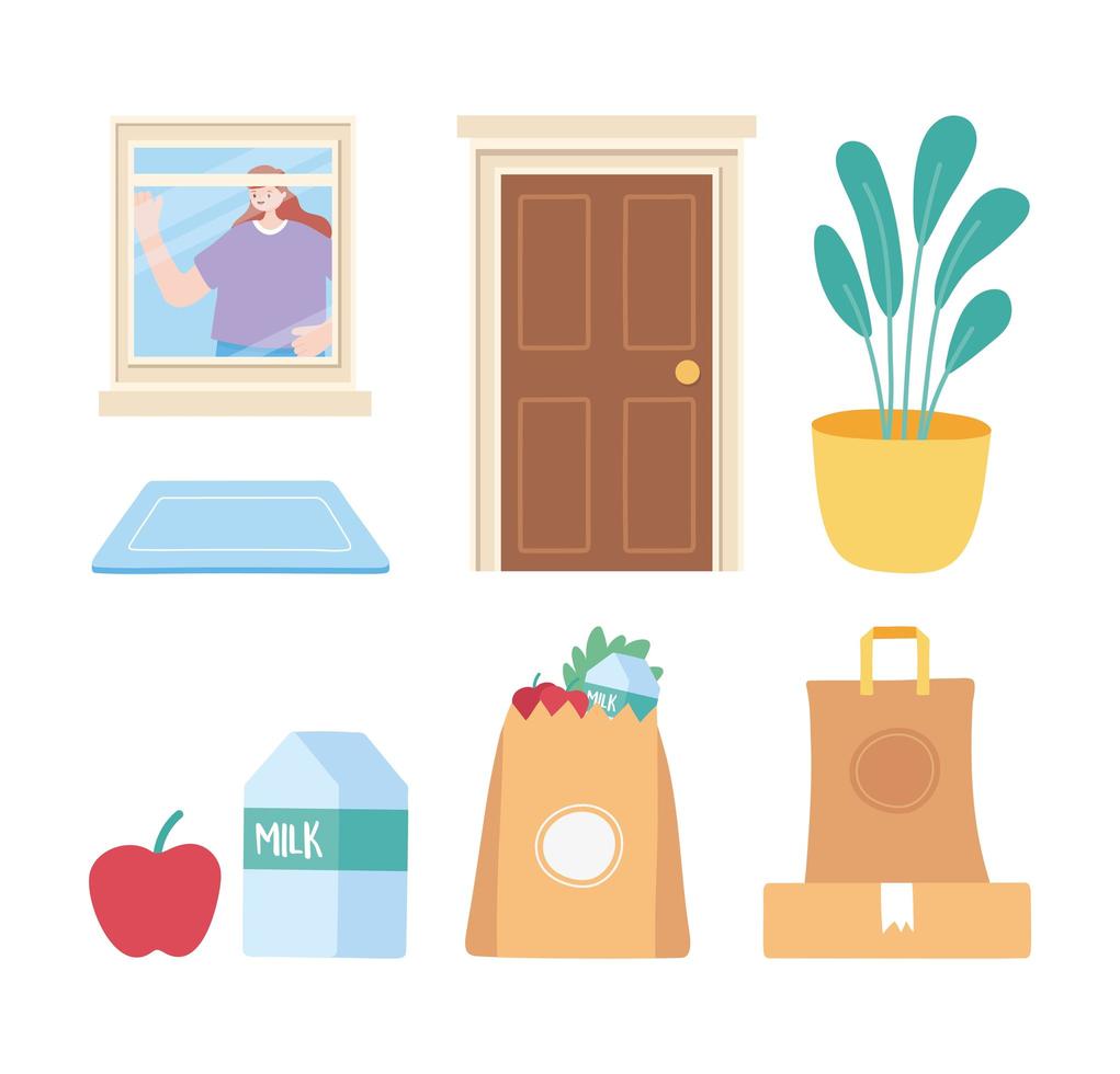 Stay home icon set vector