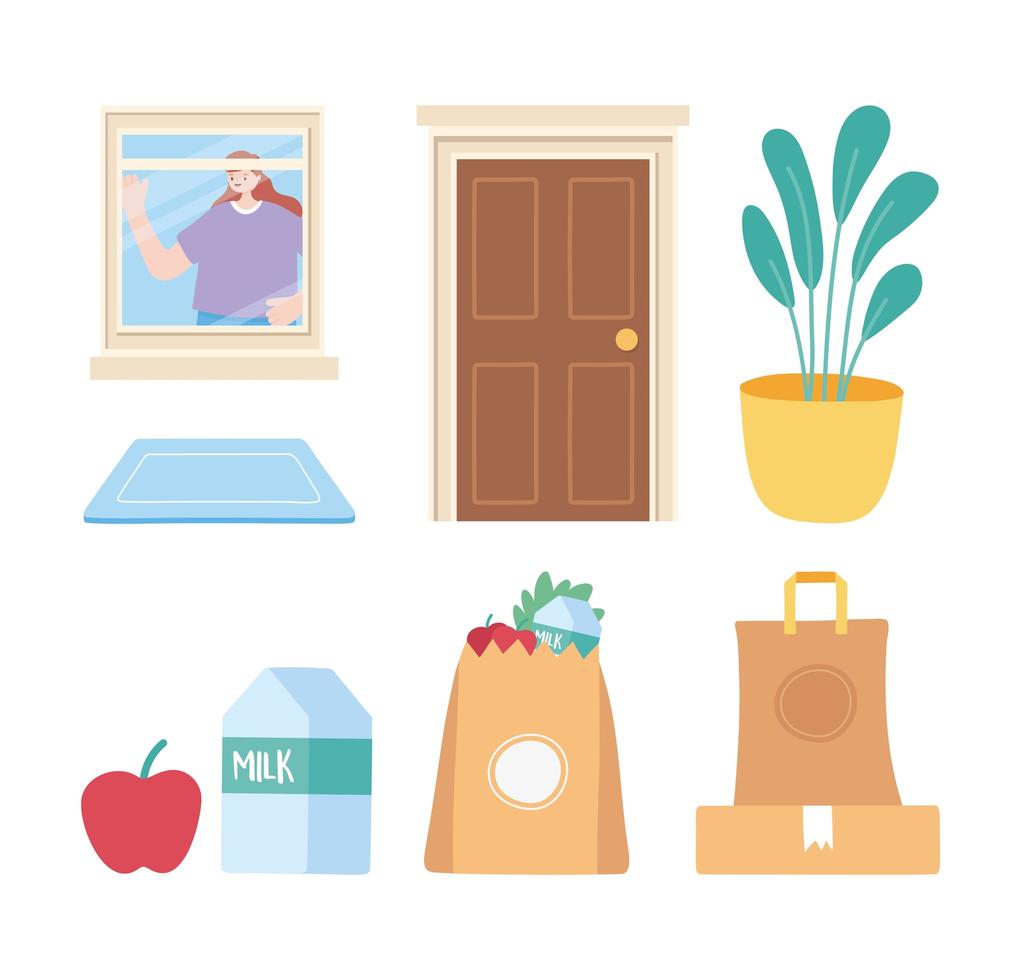 Stay home icon set vector