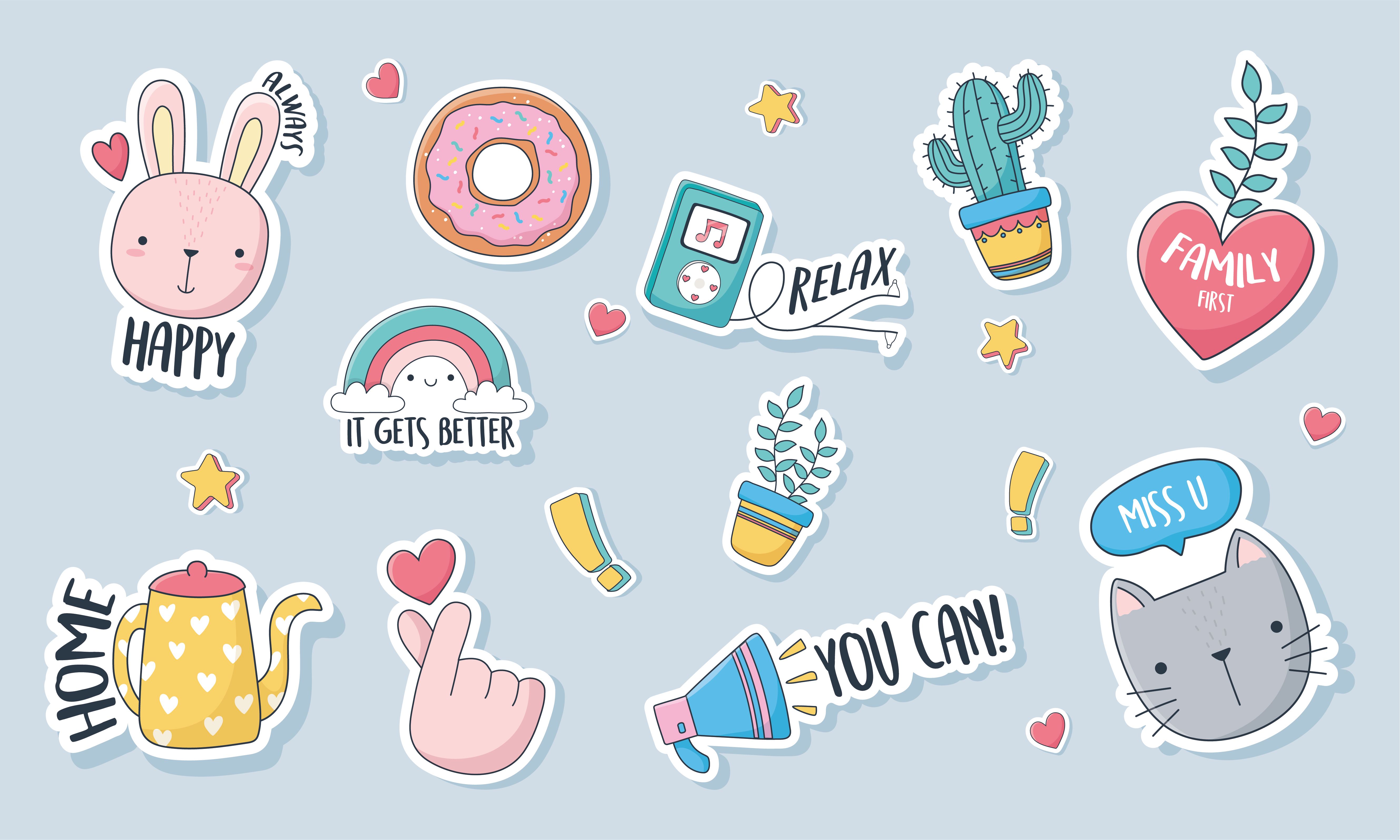 Cute Stickers Vector Art, Icons, and Graphics for Free Download