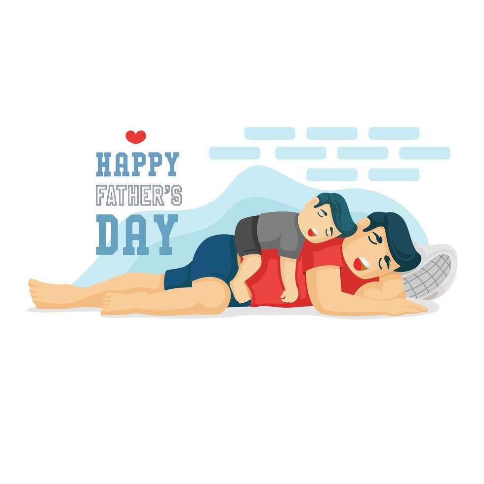 Father's Day design with son sleeping on father vector