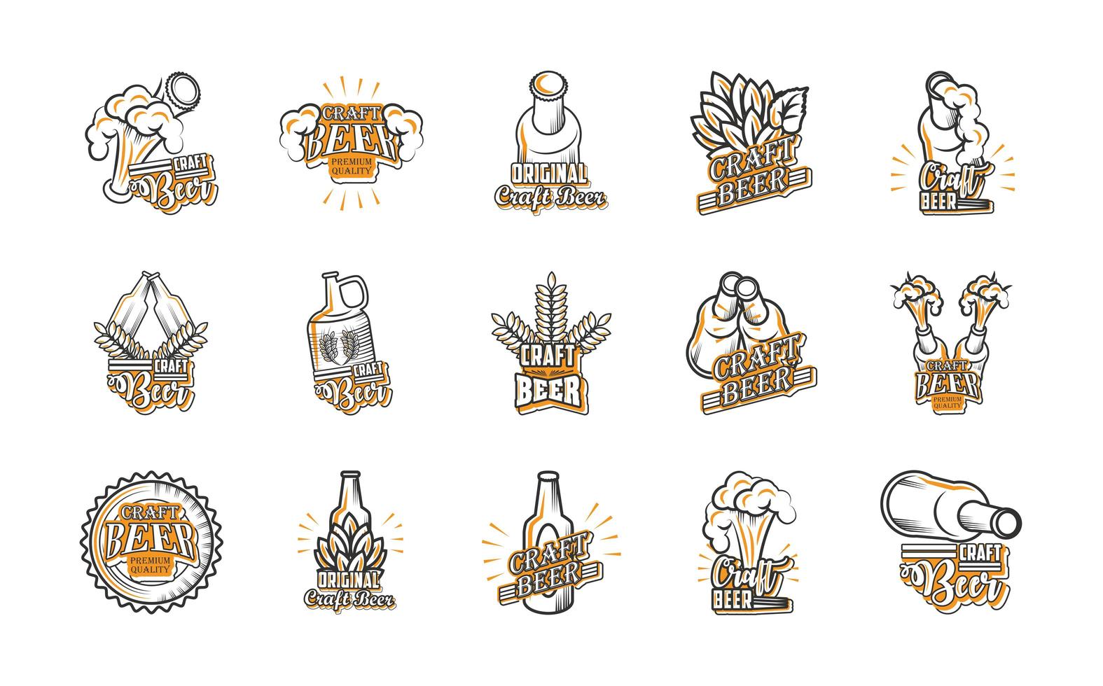 Icon set of craft beer vector