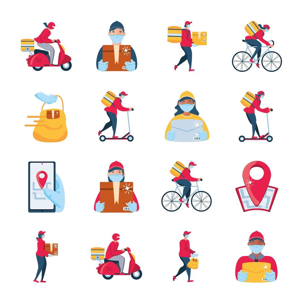 Set of icons on delivery and transportation goods vector