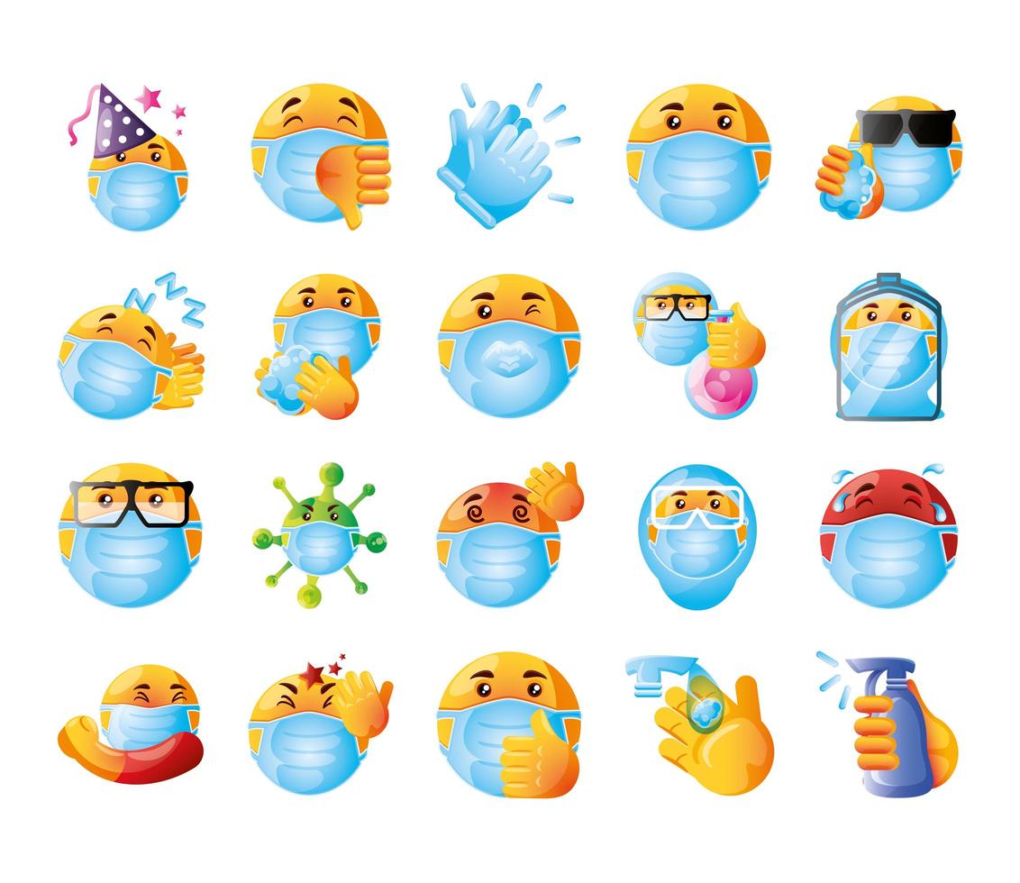 Set of emojis of coronavirus  vector