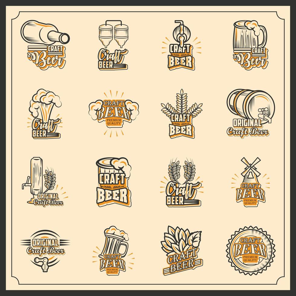 conjunto de iconos de cerveza artesanal vector