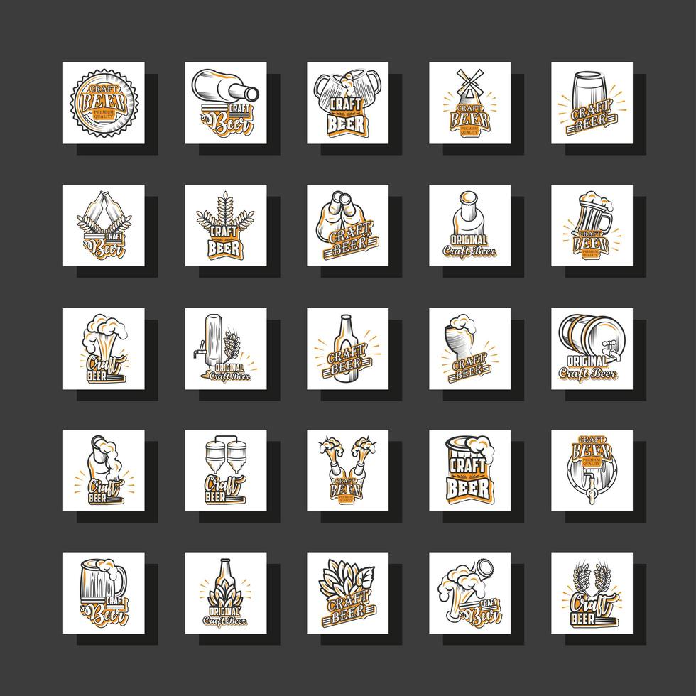 Set of icons of craft beer vector
