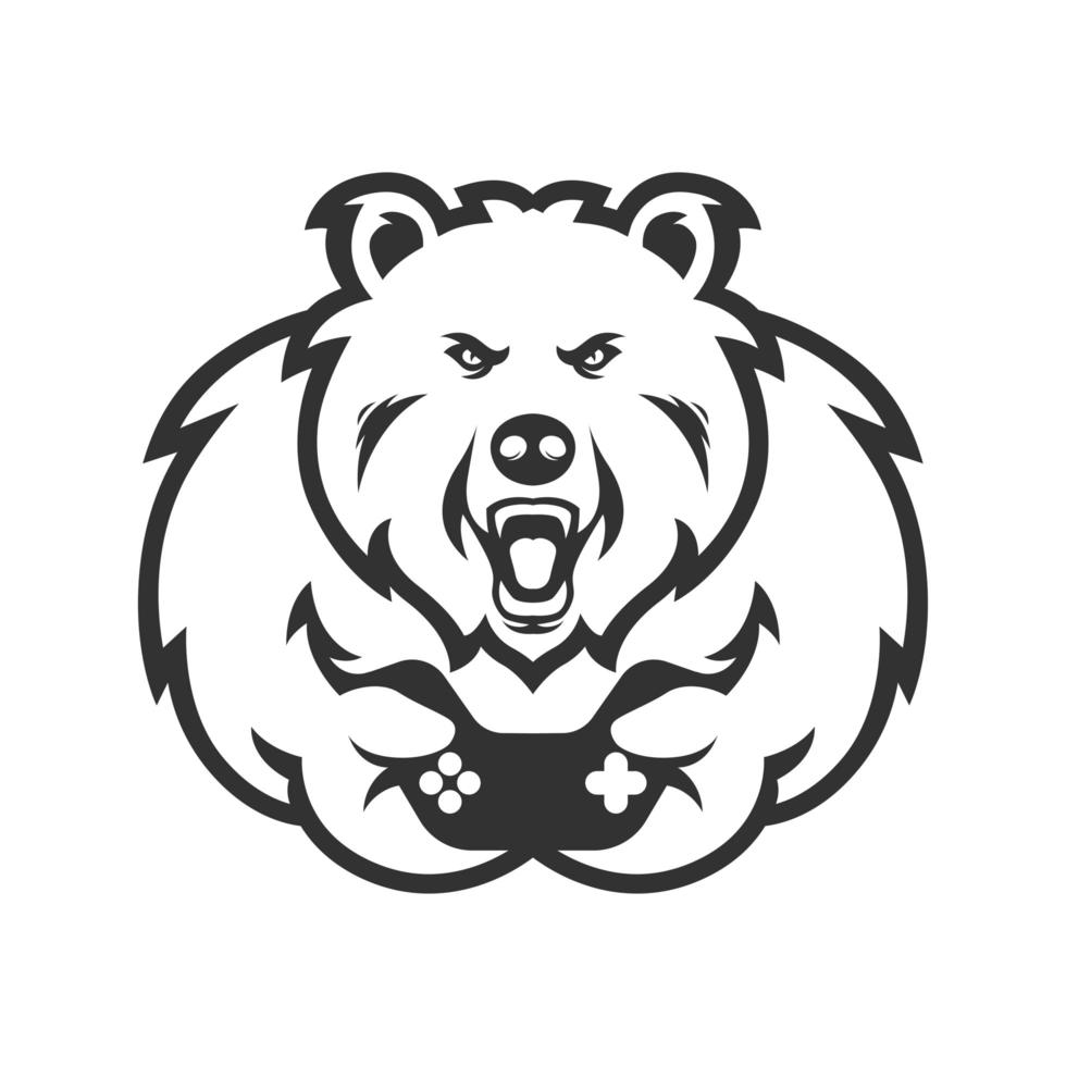 Bear with Game Controller E-Sports vector