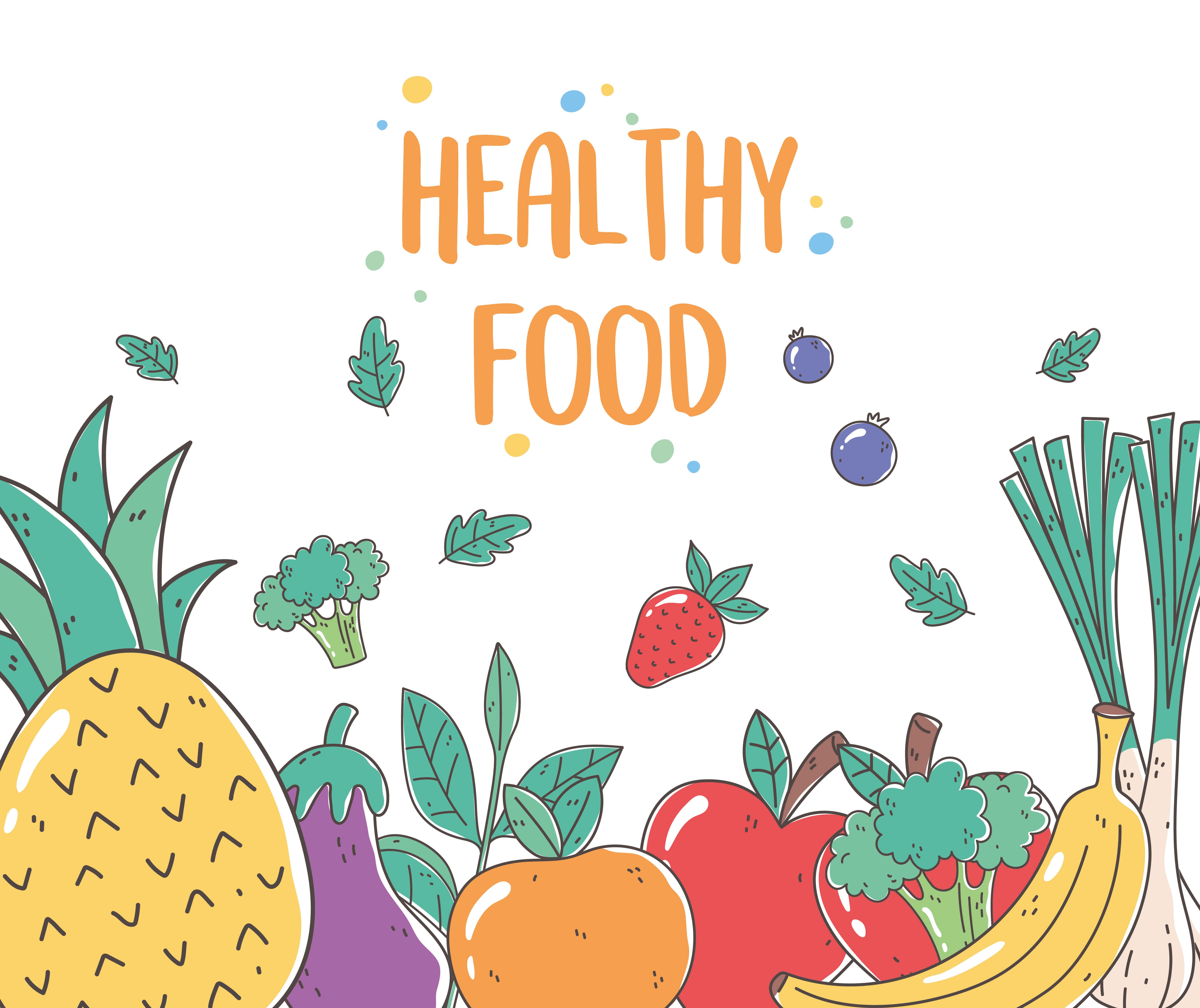 Healthy food poster with fresh fruits and vegetables 1241106 Vector Art