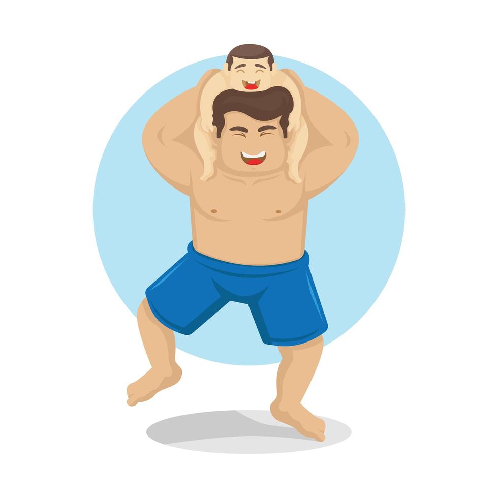 Dad Carrying Son on Shoulders vector