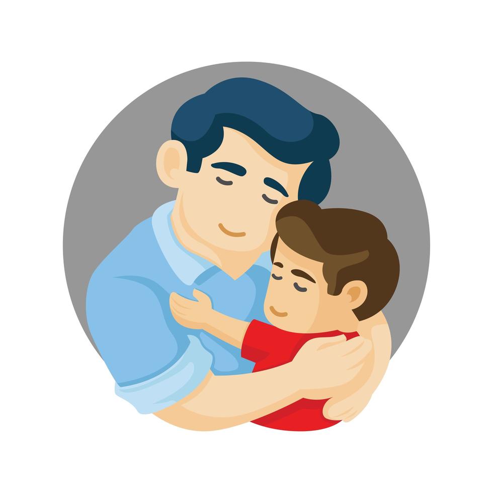 padre e hijo abrazándose vector